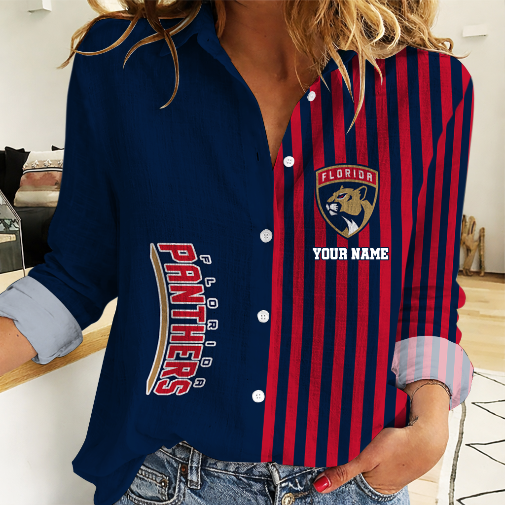 EXCLUSIVE EDITION - NEW CUSTOMIZED NHL01 FPT FLORIDA PANTHERS WOMEN CASUAL SHIRT