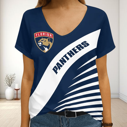 LIMITED EDITION - NEW CUSTOMIZED NHL01 FPT FLORIDA PANTHERS V-NECK FEMALE SHIRT