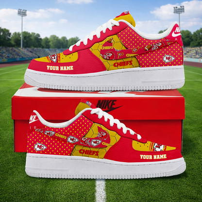 LIMITED EDITION - NEW CUSTOMIZED NFL01 KCC KANSAS CITY CHIEFS AF1 SNEAKERS