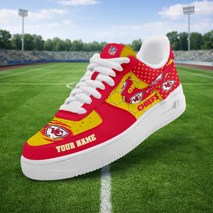 LIMITED EDITION - NEW CUSTOMIZED NFL01 KCC KANSAS CITY CHIEFS AF1 SNEAKERS
