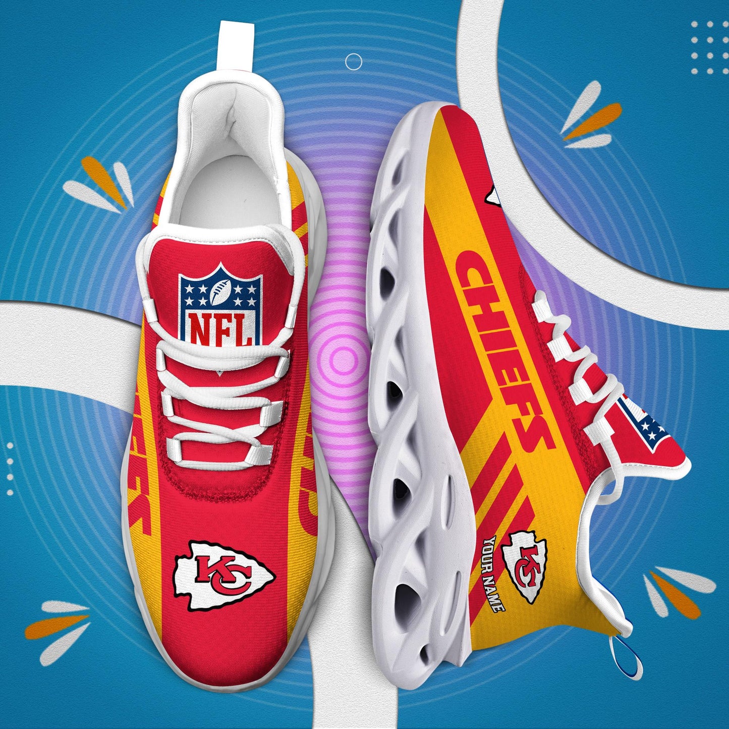 LIMITED EDITION - NEW CUSTOMIZED NFL01 KCC KANSAS CITY CHIEFS UNISEX MAX SOUL SHOES