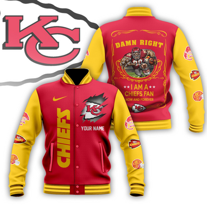 LIMITED EDITION - NEW CUSTOMIZED NFL01 KCC KANSAS CITY CHIEFS BASEBALL JACKET