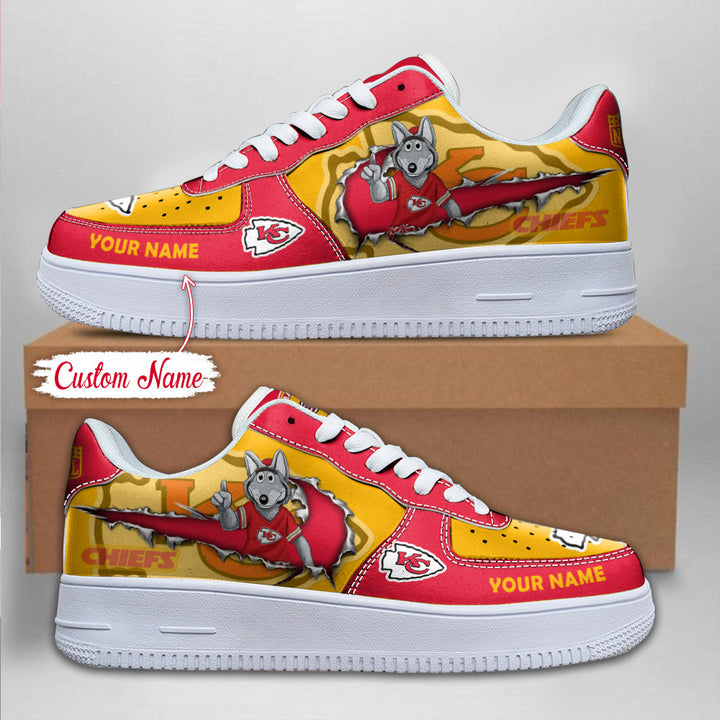 LIMITED EDITION - NEW CUSTOMIZED NFL01 KCC KANSAS CITY CHIEFS AF1 SNEAKERS