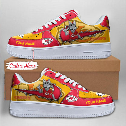 LIMITED EDITION - NEW CUSTOMIZED NFL01 KCC KANSAS CITY CHIEFS AF1 SNEAKERS