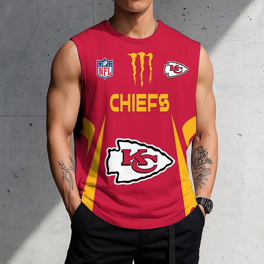 LIMITED EDITION - NEW CUSTOMIZED NFL01 KCC KANSAS CITY CHIEFS MEN'S GYM SHIRT