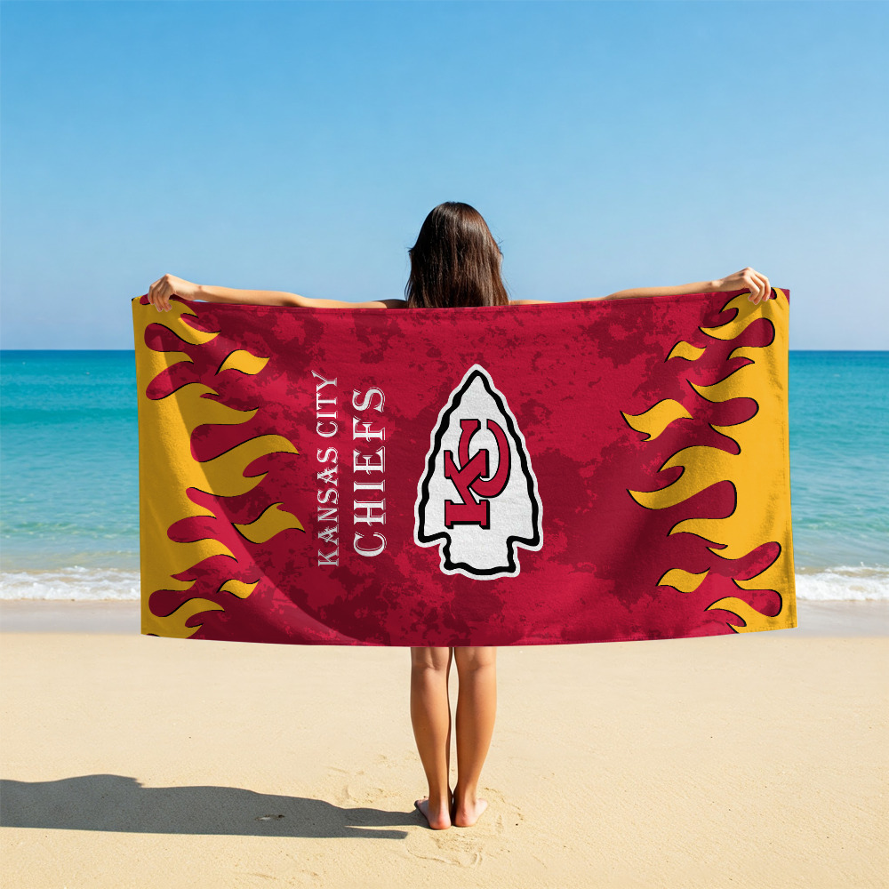 LIMITED EDITION - NEW CUSTOMIZED NFL01 KCC KANSAS CITY CHIEFS BEACH TOWEL FOR FAN
