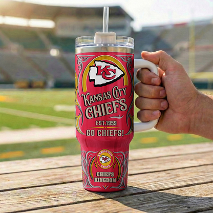 LIMITED EDITION - NEW CUSTOMIZED NFL01 KCC KANSAS CITY CHIEFS 40OZ TUMBLER