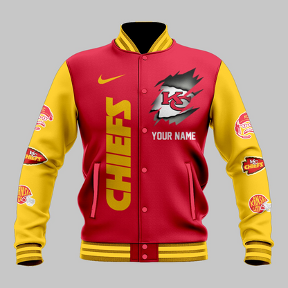 LIMITED EDITION - NEW CUSTOMIZED NFL01 KCC KANSAS CITY CHIEFS BASEBALL JACKET