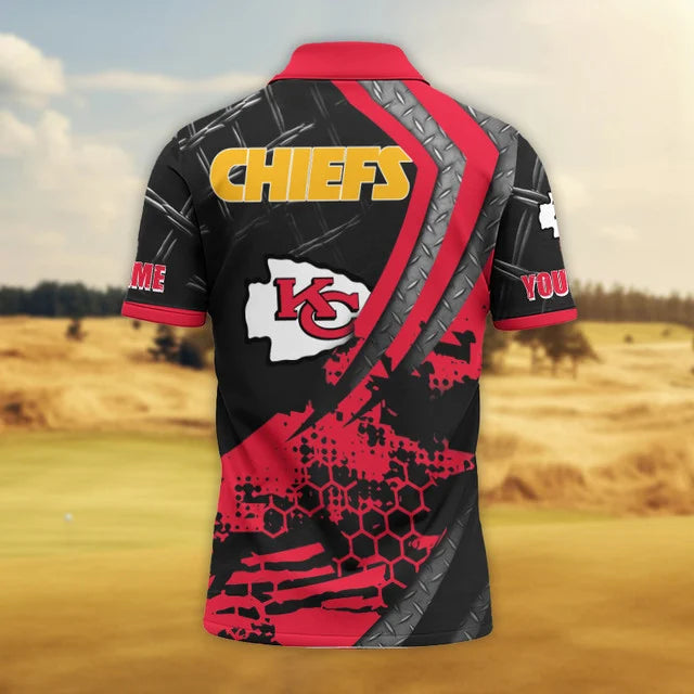LIMITED EDITION - NEW CUSTOMIZED NFL01 KCC KANSAS CITY CHIEFS POLO SHIRT
