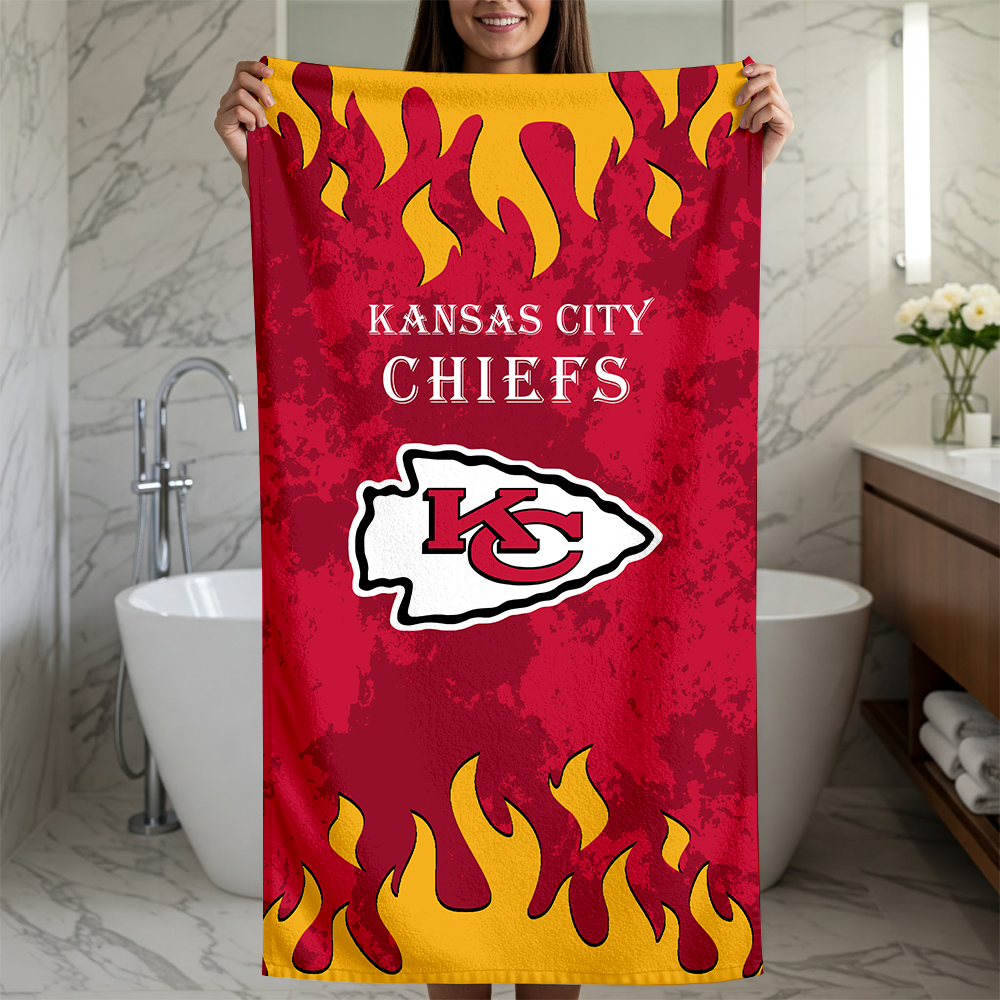 LIMITED EDITION - NEW CUSTOMIZED NFL01 KCC KANSAS CITY CHIEFS BEACH TOWEL FOR FAN