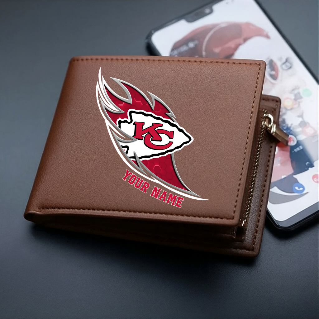 LIMITED EDITION - NEW CUSTOMIZED NFL01 KCC KANSAS CITY CHIEFS LEATHER WALLET