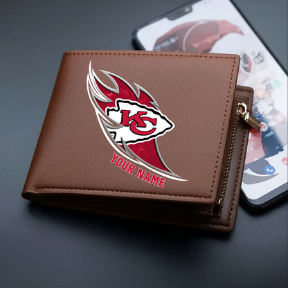 LIMITED EDITION - NEW CUSTOMIZED NFL01 KCC KANSAS CITY CHIEFS LEATHER WALLET
