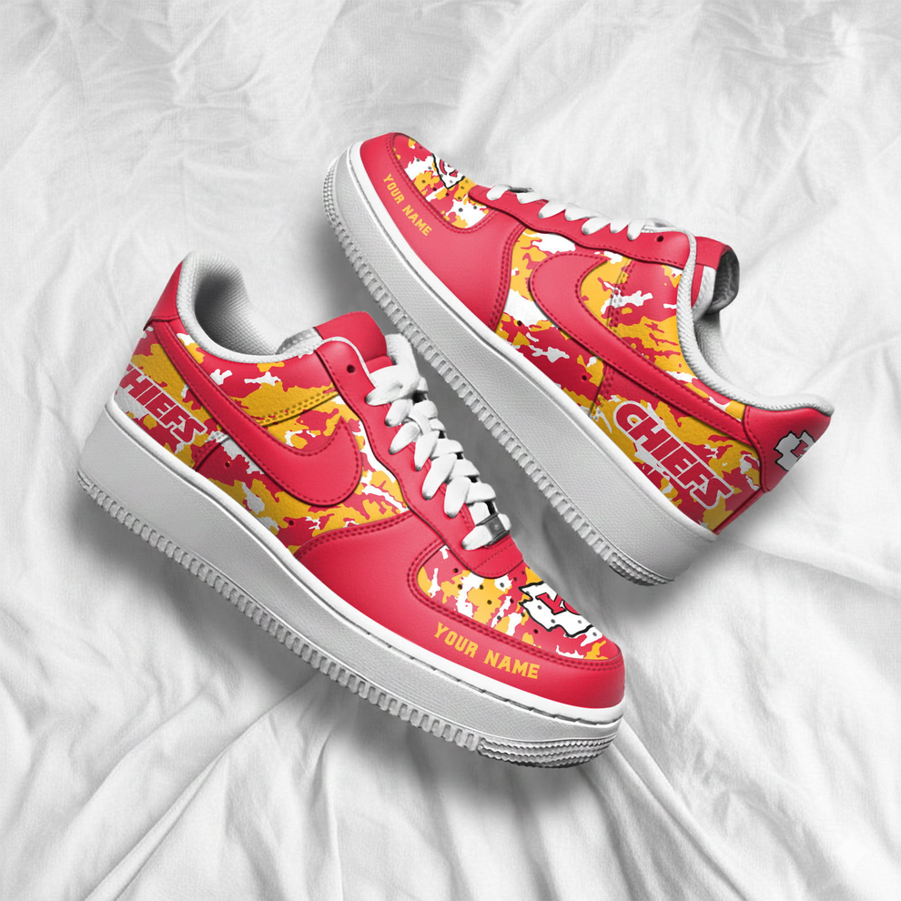 LIMITED EDITION - NEW CUSTOMIZED NFL01 KCC KANSAS CITY CHIEFS AF1 SNEAKERS