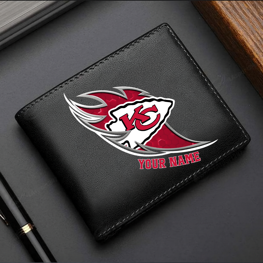 LIMITED EDITION - NEW CUSTOMIZED NFL01 KCC KANSAS CITY CHIEFS LEATHER WALLET
