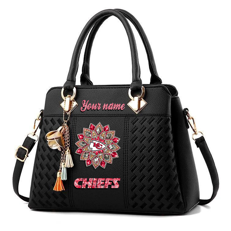 LIMITED EDITION - NEW CUSTOMIZED NFL01 KCC KANSAS CITY CHIEFS WOMEN'S ZIP HANDBAG MULTICOLOR