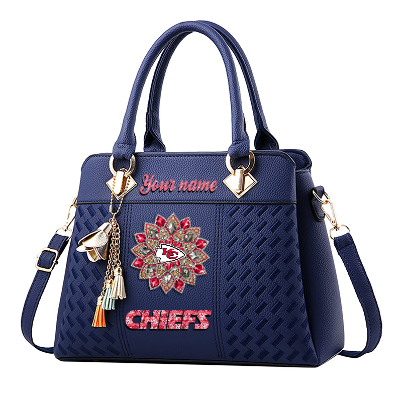 LIMITED EDITION - NEW CUSTOMIZED NFL01 KCC KANSAS CITY CHIEFS WOMEN'S ZIP HANDBAG MULTICOLOR