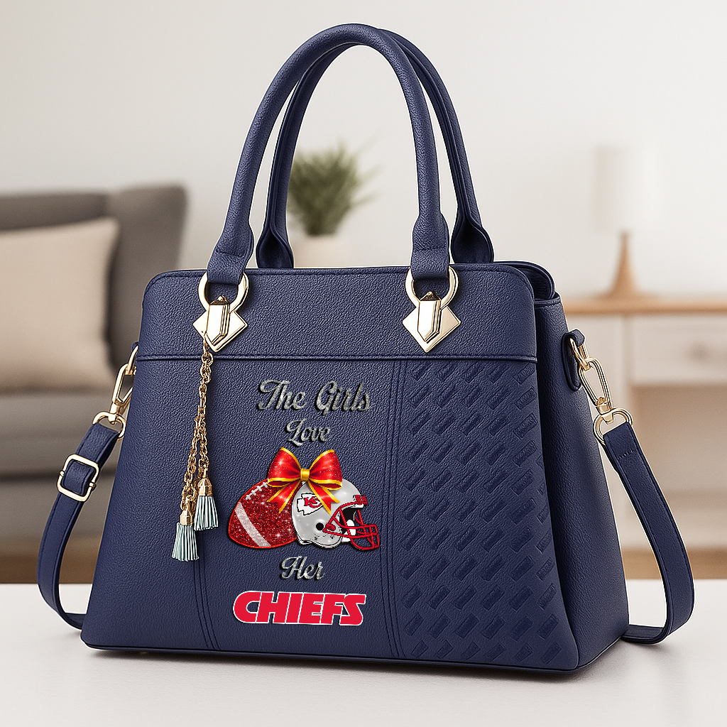 LIMITED EDITION - NEW CUSTOMIZED NFL01 KCC KANSAS CITY CHIEFS WOMEN'S ZIP HANDBAG MULTICOLOR