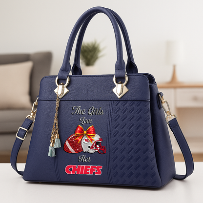 LIMITED EDITION - NEW CUSTOMIZED NFL01 KCC KANSAS CITY CHIEFS WOMEN'S ZIP HANDBAG MULTICOLOR