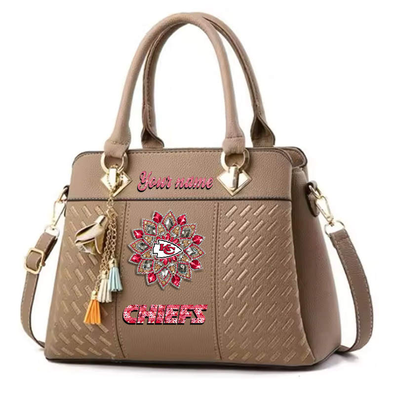 LIMITED EDITION - NEW CUSTOMIZED NFL01 KCC KANSAS CITY CHIEFS WOMEN'S ZIP HANDBAG MULTICOLOR