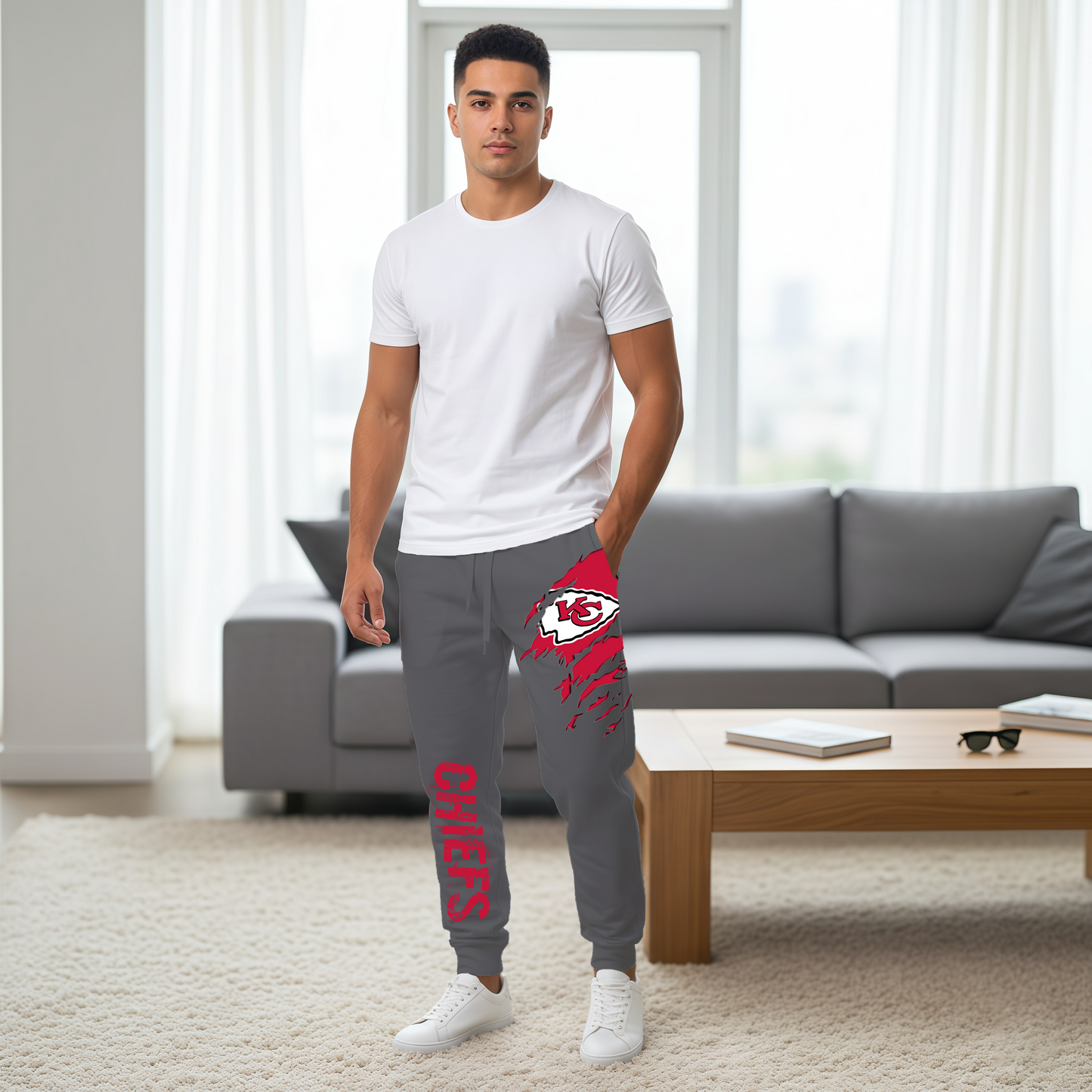 LIMITED EDITION - NEW PERSONALIZED NFL01 KCC KANSAS CITY CHIEFS JOGGERS