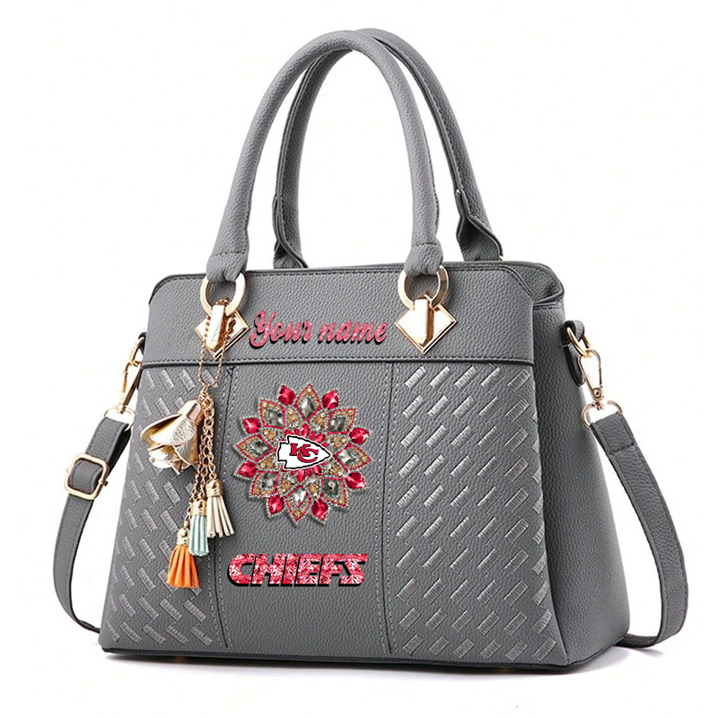 LIMITED EDITION - NEW CUSTOMIZED NFL01 KCC KANSAS CITY CHIEFS WOMEN'S ZIP HANDBAG MULTICOLOR