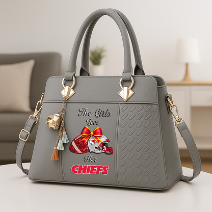 LIMITED EDITION - NEW CUSTOMIZED NFL01 KCC KANSAS CITY CHIEFS WOMEN'S ZIP HANDBAG MULTICOLOR