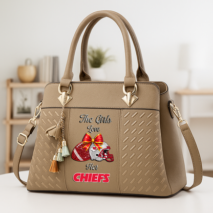 LIMITED EDITION - NEW CUSTOMIZED NFL01 KCC KANSAS CITY CHIEFS WOMEN'S ZIP HANDBAG MULTICOLOR