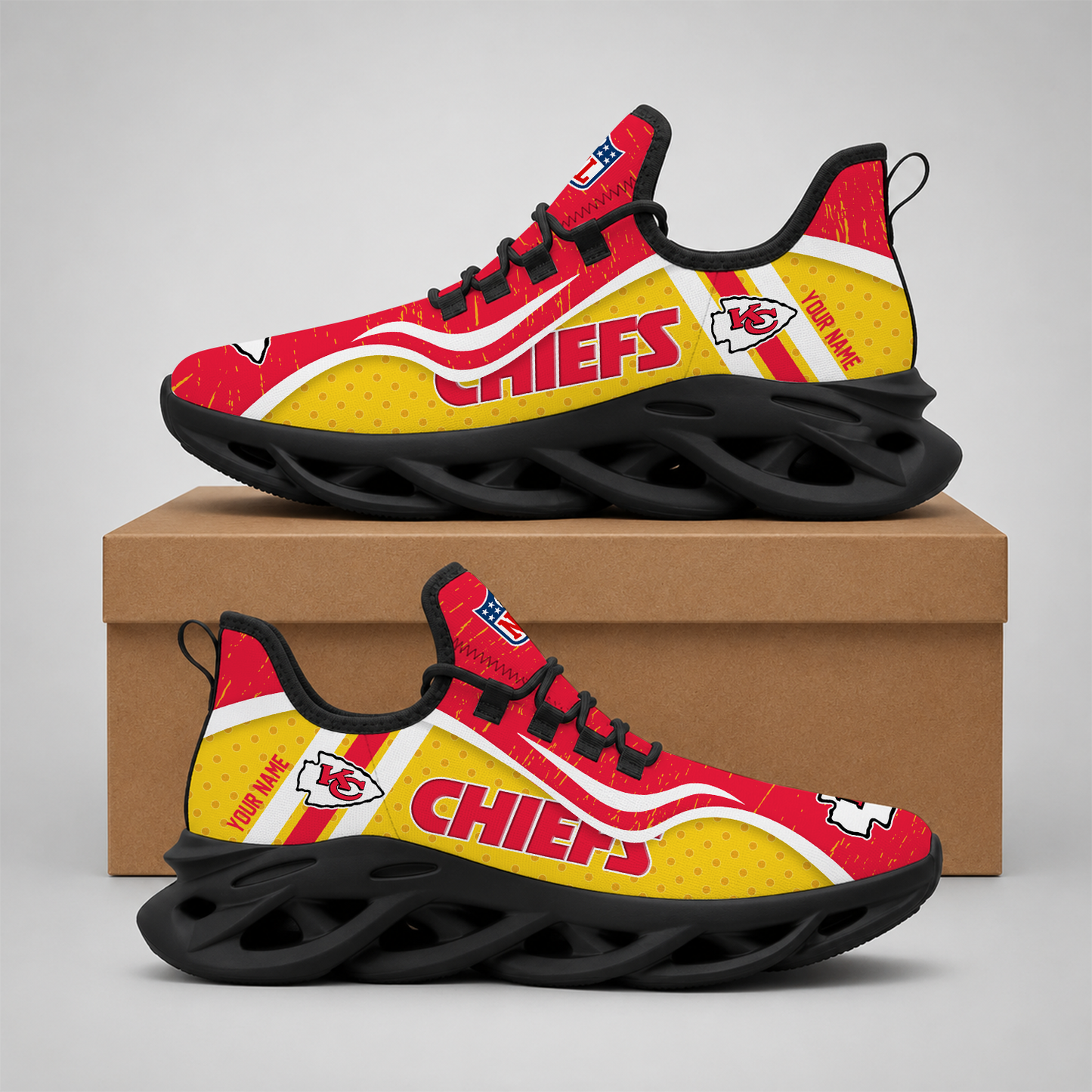 SPECIAL EDITION - NEW CUSTOMIZED NFL01 KCC KANSAS CITY CHIEFS MAX SOUL SHOES