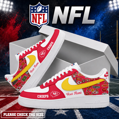 LIMITED EDITION - NEW CUSTOMIZED NFL01 KCC KANSAS CITY CHIEFS AF1 SHOES
