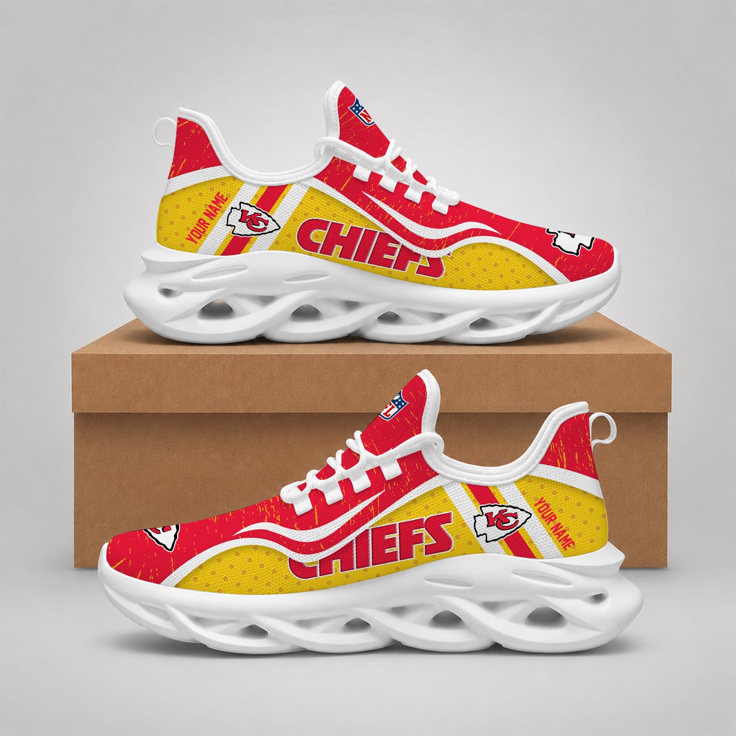 SPECIAL EDITION - NEW CUSTOMIZED NFL01 KCC KANSAS CITY CHIEFS MAX SOUL SHOES