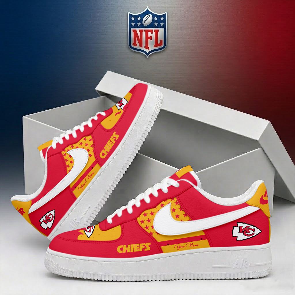 LIMITED EDITION - NEW CUSTOMIZED NFL01 KCC KANSAS CITY CHIEFS AF1 SHOES