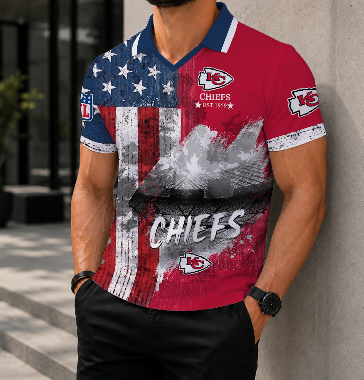 SPECIAL EDITION - NEW CUSTOMIZED NFL01 KCC KANSAS CITY CHIEFS POLO SHIRT