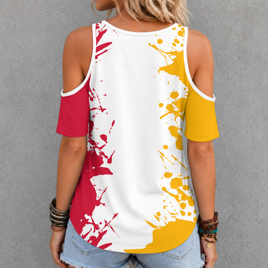 [SPECIAL OFFER] NEW CUSTOMIZED NFL01 KCC KANSAS CITY CHIEFS CRISS CROSS V-NECK TOP
