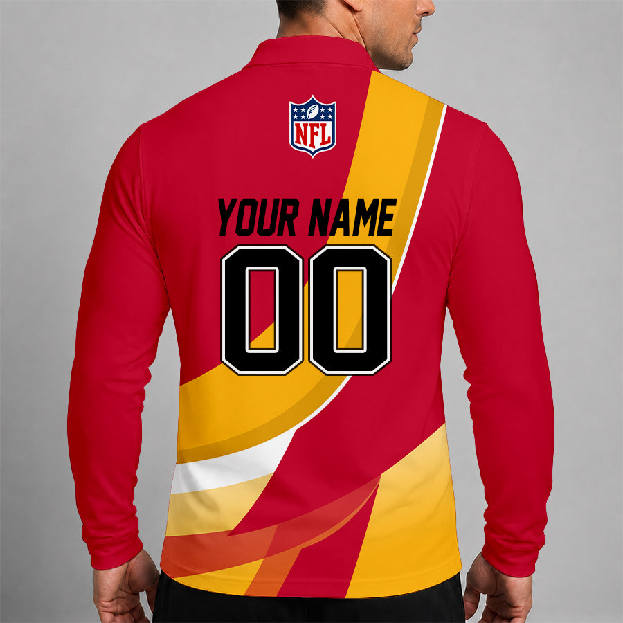 [SPECIAL OFFER] NEW CUSTOMIZED NFL01 KCC KANSAS CITY CHIEFS LONG SLEEVE POLO SHIRT