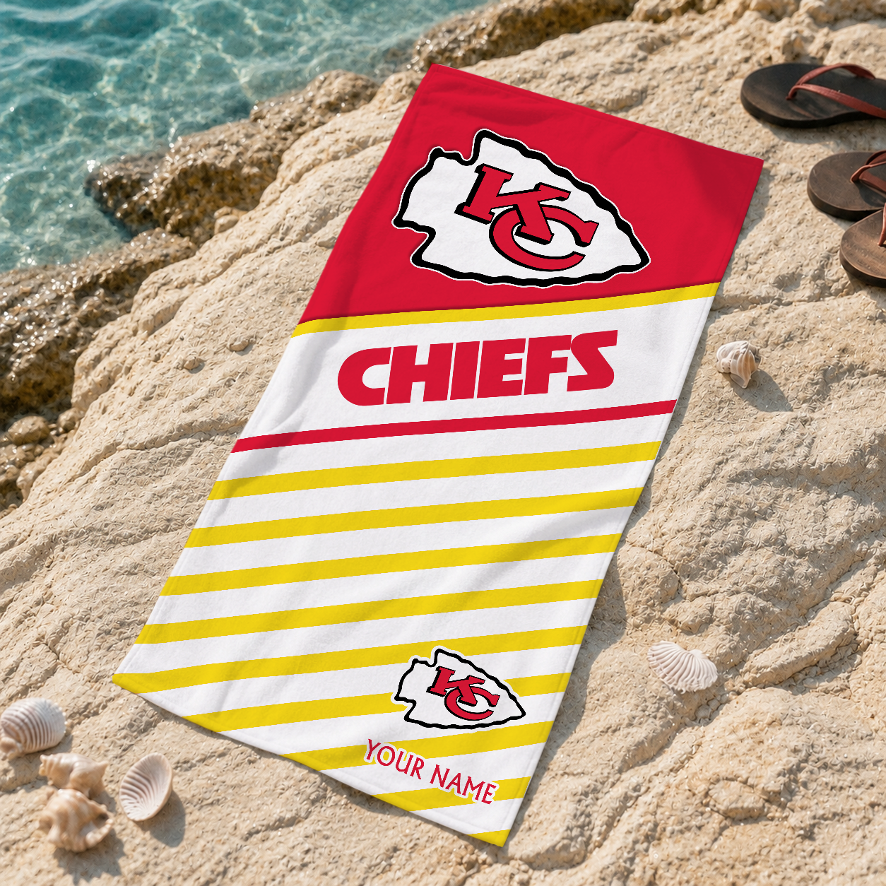 EXCLUSIVE EDITION - NEW CUSTOMIZED NFL01 KCC KANSAS CITY CHIEFS BEACH TOWEL