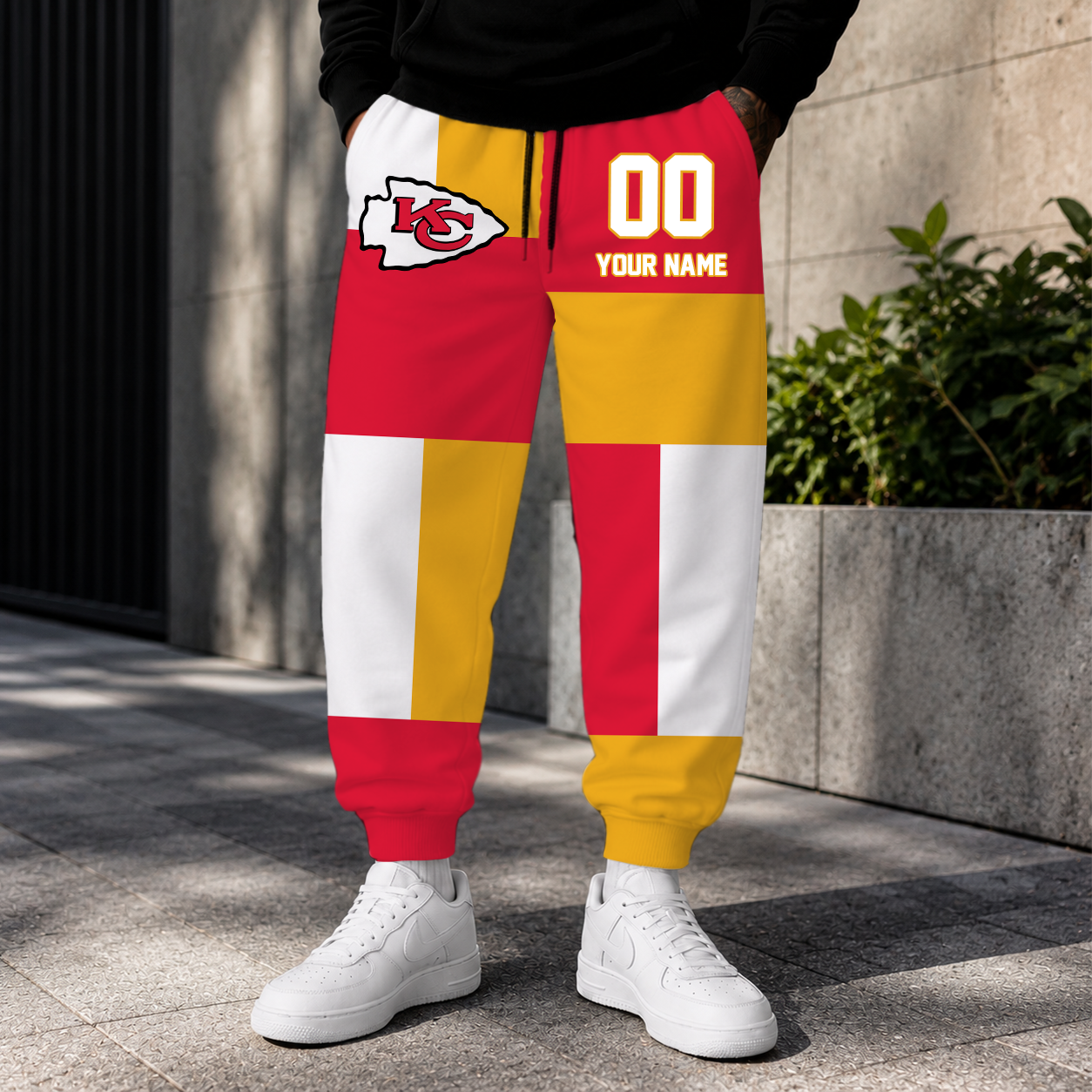 LIMITED EDITION - NEW CUSTOMIZED NFL01 KCC KANSAS CITY CHIEFS SWEATPANTS