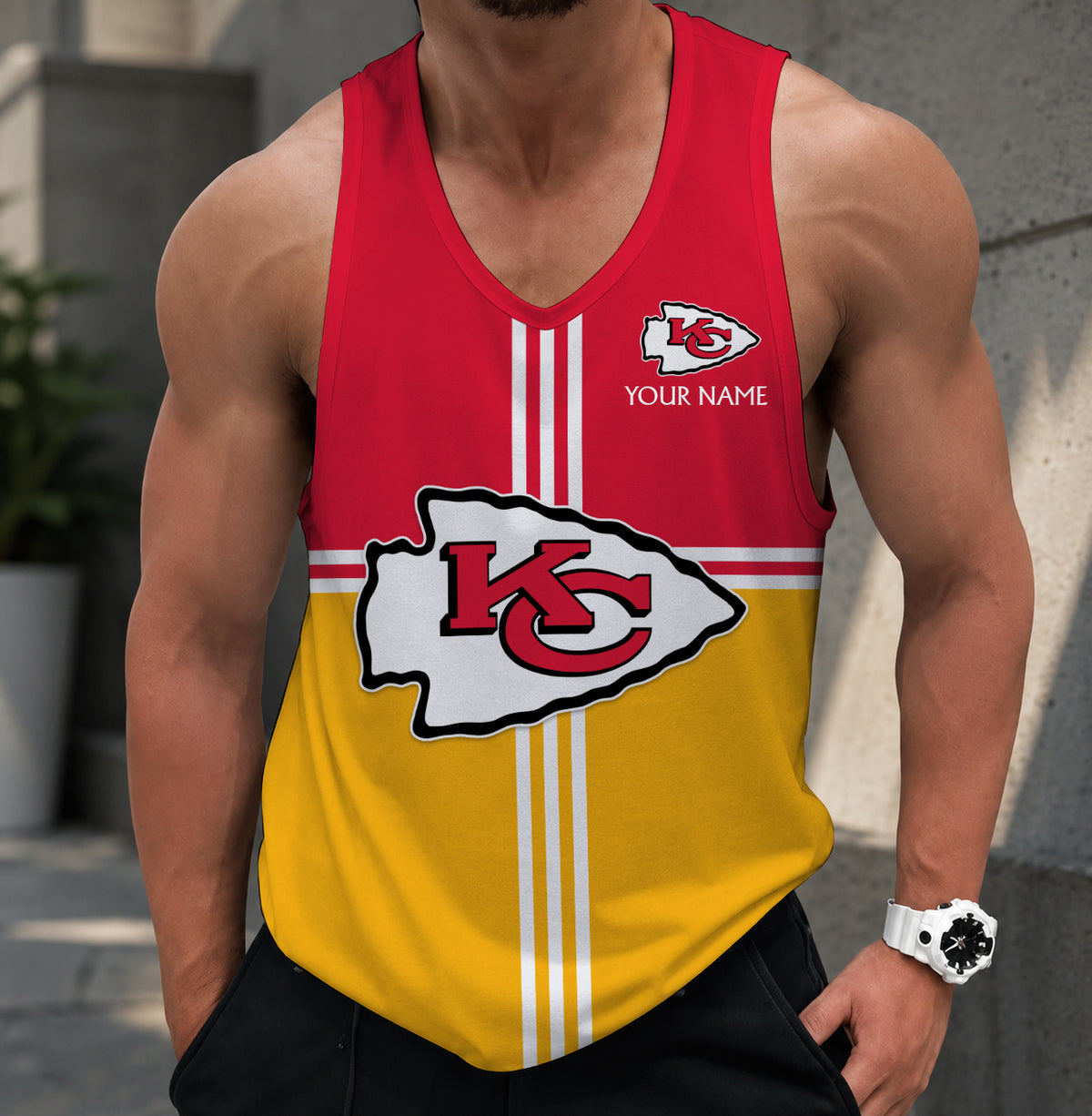 EXCLUSIVE EDITION - NEW CUSTOMIZED NFL01 KCC KANSAS CITY CHIEFS TANK TOP
