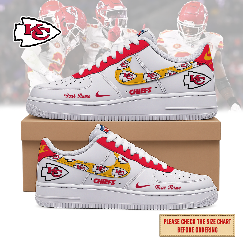LIMITED EDITION - NEW CUSTOMIZED NFL01 KCC KANSAS CITY CHIEFS AF1 SHOES