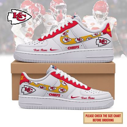 LIMITED EDITION - NEW CUSTOMIZED NFL01 KCC KANSAS CITY CHIEFS AF1 SHOES