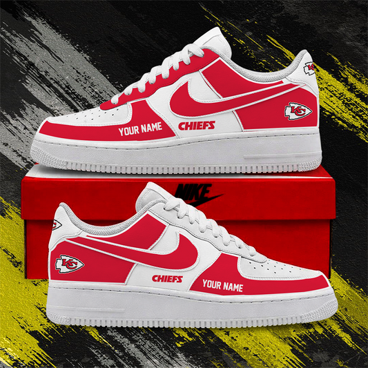 LIMITED EDITION - NEW CUSTOMIZED NFL01 KCC KANSAS CITY CHIEFS AF1 SHOES
