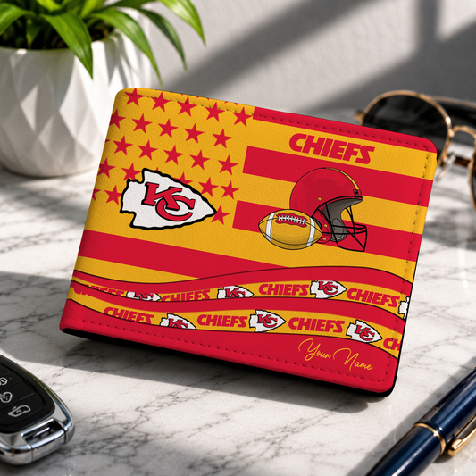 LIMITED EDITION - NEW CUSTOMIZED NFL01 KCC KANSAS CITY CHIEFS LEATHER WALLET