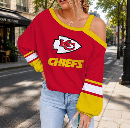 SPECIAL EDITION - NEW CUSTOMIZED NFL01 KCC KANSAS CITY CHIEFS DROP SHOULDER SWEATSHIRT