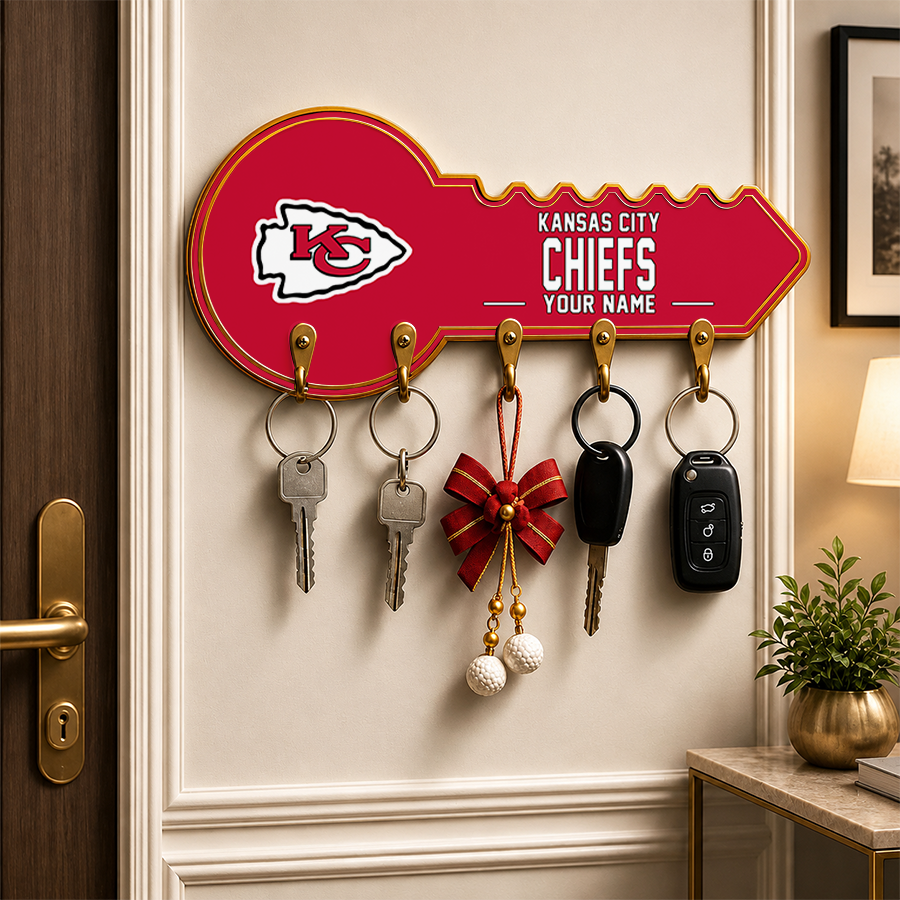 [SPECIAL OFFER] NEW CUSTOMIZED NFL01 KCC KANSAS CITY CHIEFS WALL KEY HOLDER FOR HOME
