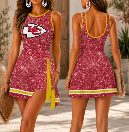 LIMITED EDITION - NEW CUSTOMIZED NFL01 KCC KANSAS CITY CHIEFS WOMEN'S SUMMER SKORT DRESS