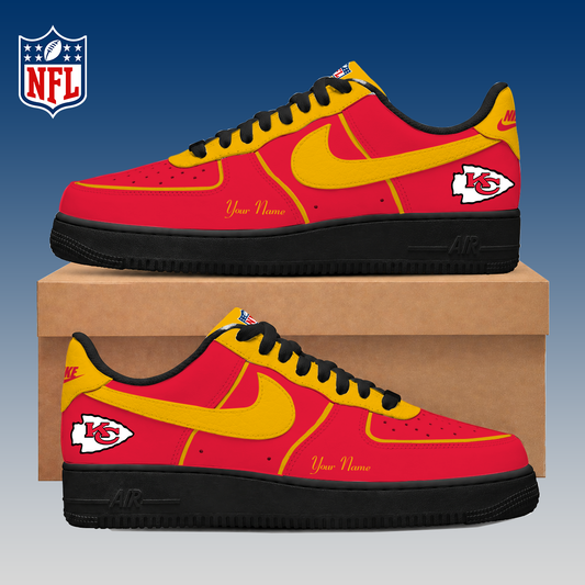 LIMITED EDITION - NEW CUSTOMIZED NFL01 KCC KANSAS CITY CHIEFS AF1 SNEAKERS