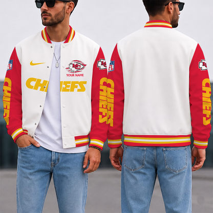 ELITE EDITION - NEW CUSTOMIZED NFL01 KCC KANSAS CITY CHIEFS SATIN VARSITY & BASEBALL JACKET