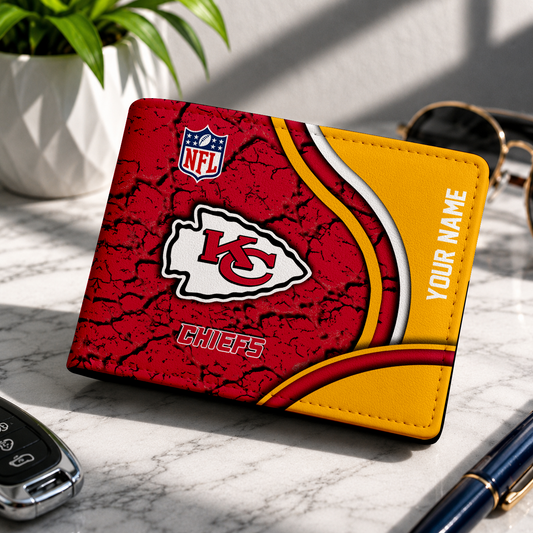 MEGA SALE - NEW CUSTOMIZED NFL01 KCC KANSAS CITY CHIEFS LEATHER WALLET