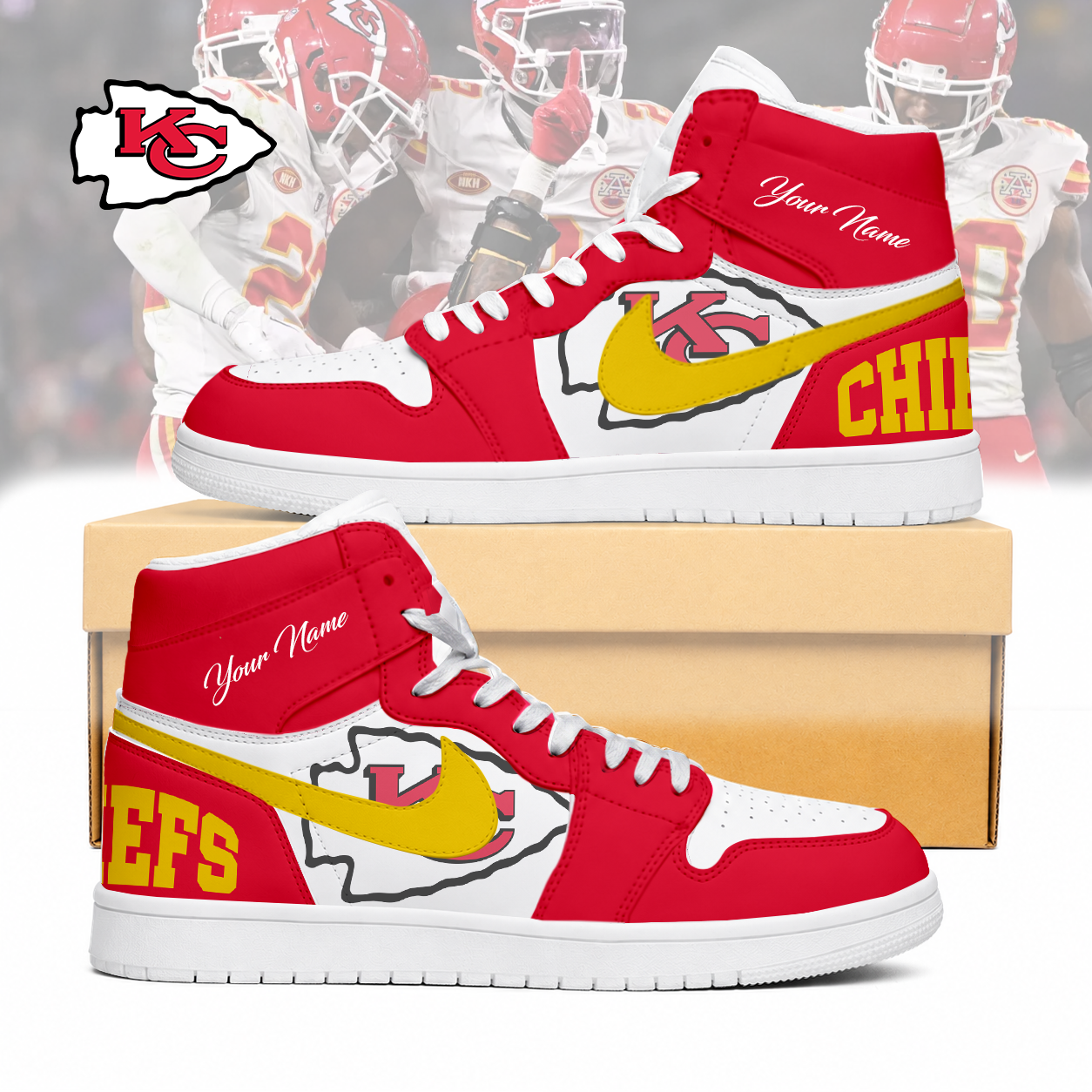 LIMITED EDITION - NEW CUSTOMIZED NFL01 KCC KANSAS CITY CHIEFS AIR JORDAN SNEAKERS