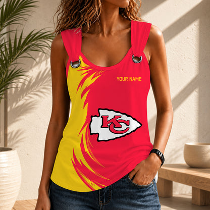 LIMITED EDITION - NEW CUSTOMIZED NFL01 KCC KANSAS CITY CHIEFS O-RING SHOULDER TANK TOP