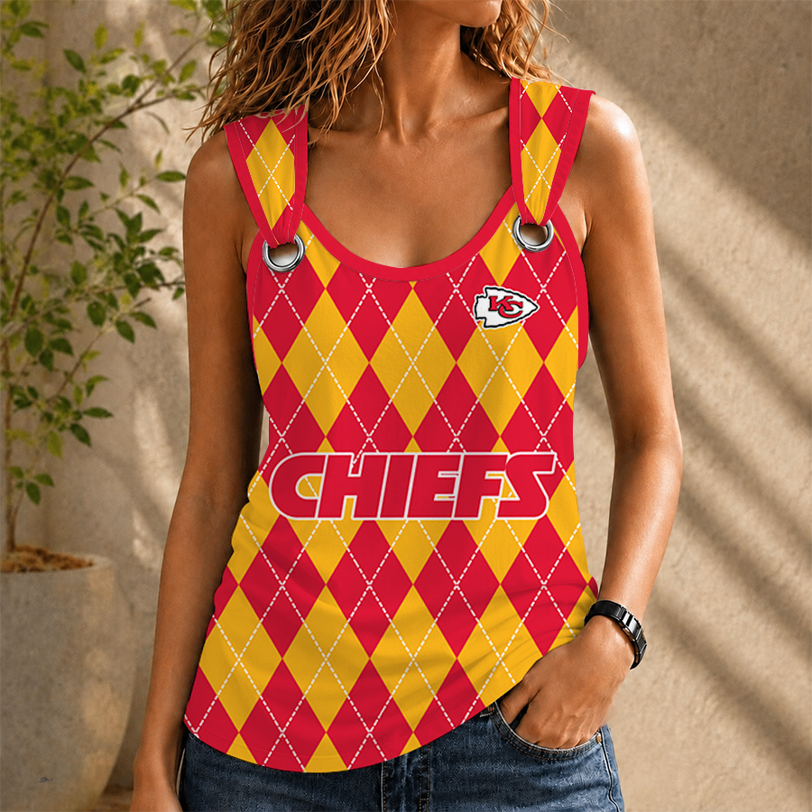 [SPECIAL OFFER] NEW CUSTOMIZED NFL01 KCC KANSAS CITY CHIEFS O-RING SHOULDER TANK TOP